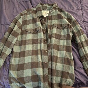 Green and Black American Eagle Button Up Flannel